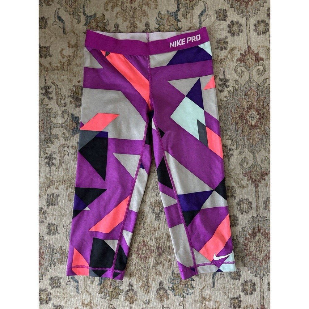 Nike Pro Women's Dri-FIT Geometric Print Athletic Fitted Leggings Small